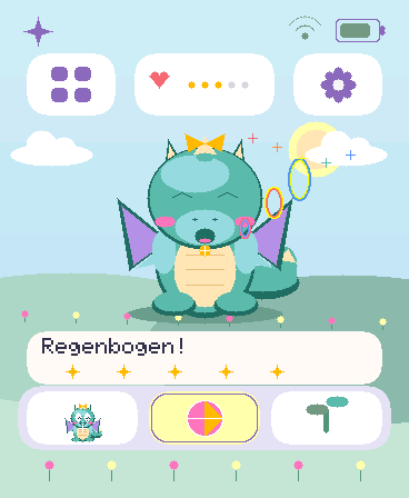 Drache pustet Regenbogenringe